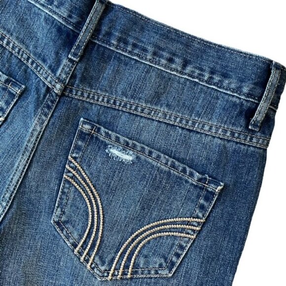 HOLLISTER High Rise Raw Hem Ripped Short-Short Jean Shorts - Size 5/27 - Picture 4 of 6